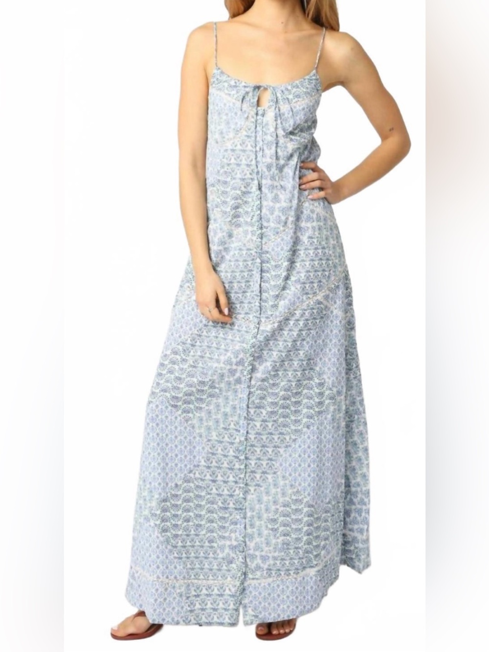 NWT Olivaceous Light Blue and White Printed Maxi Dress